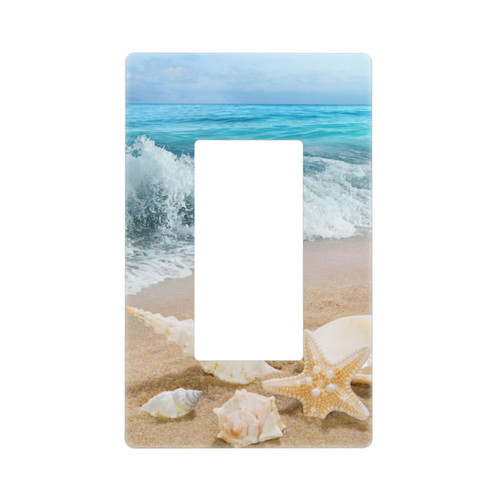 Byondbly Wall Plate Single Rocker Switch/Wall Plate,Light Switch Cover Single Gang Rocker Wall Plate,Single Toggle Decorative Wallplate Switch Plate Covers Beach Painting, b-Single Rocker