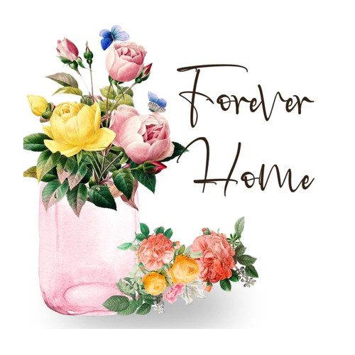 Forever Home Watercolor Mason Jar Floral Words Letter Stickers Motivational Flowers Painting Pictures Artwork Wall Decal Vinyl Wall Art Murals Quotes for Kids Room Kitchen Home Wall Decor