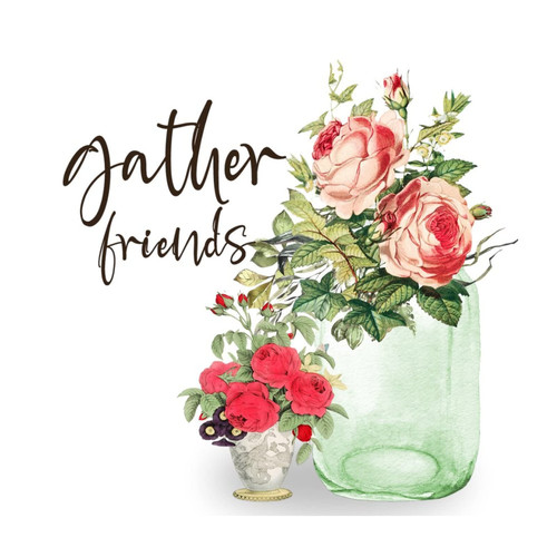 Gather Friends Watercolor Floral in Mason Jar Teen Room Wall Decoration Wall Art Murals Abstract Flower Picture Painting Peel and Stick Wall Decal for School Living Room Bathroom Doors Vinyl