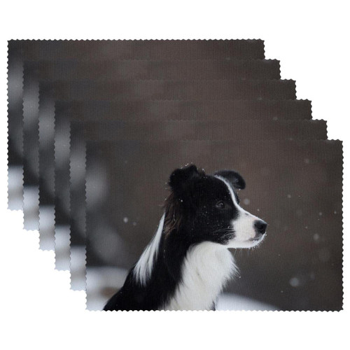 Placemat, Non-Slip Insulation Placemat, Washable Table Mats Set, Animal Border Collie Dog Placemat, Non-Slip Insulation Placemat, Washable Table Mats Set, Animal Border Collie Dog