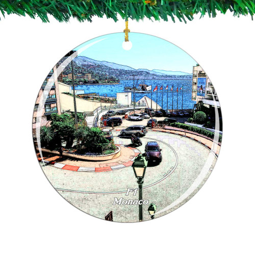 Weekino F1 Monaco Christmas Ornament City Travel Souvenir Collection Double Sided Porcelain 2.85 Inch Hanging Tree Decoration
