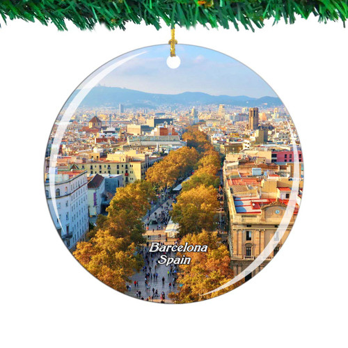 Weekino Spain Las Ramblas Barcelona Christmas Ornament City Travel Souvenir Collection Double Sided Porcelain 2.85 Inch Hanging Tree Decoration Weekino Spain Las Ramblas Barcelona Christmas Ornament City Travel Souvenir Collection Double Sided Porcelain 2.85 Inch Hanging Tree Decoration