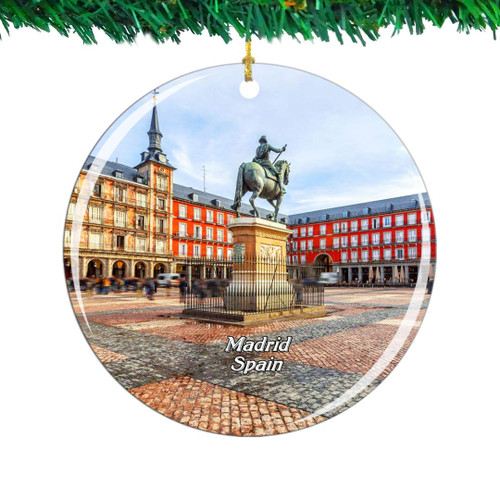 Weekino Spain Mayor Square Madrid Christmas Ornament City Travel Souvenir Collection Double Sided Porcelain 2.85 Inch Hanging Tree Decoration Weekino Spain Mayor Square Madrid Christmas Ornament City Travel Souvenir Collection Double Sided Porcelain 2.85 Inch Hanging Tree Decoration