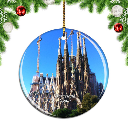 Weekino Spain Basilica of The Sagrada Familia Barcelona Christmas Xmas Tree Ornament Decoration Hanging Pendant Decor City Travel Souvenir Collection Double Sided Porcelain 2.85 Inch Weekino Spain Basilica of The Sagrada Familia Barcelona Christmas Xmas Tree Ornament Decoration Hanging Pendant Decor City Travel Souvenir Collection Double Sided Porcelain 2.85 Inch