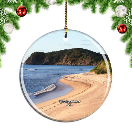 Weekino St. John U.S. Virgin Islands Christmas Xmas Tree Ornament Decoration Hanging Pendant Decor City Travel Souvenir Collection Double Sided Porcelain 2.85 Inch