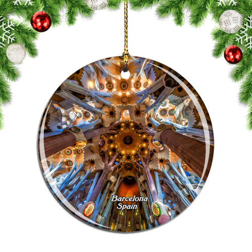 Weekino Spain Sagrada Familia Barcelona Christmas Xmas Tree Ornament Decoration Hanging Pendant Decor City Travel Souvenir Collection Double Sided Porcelain 2.85 Inch Weekino Spain Sagrada Familia Barcelona Christmas Xmas Tree Ornament Decoration Hanging Pendant Decor City Travel Souvenir Collection Double Sided Porcelain 2.85 Inch
