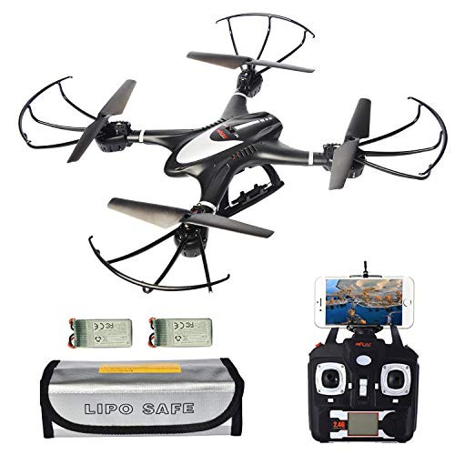MJX X400W Upgraded Version, FPV RC Quadcopter Drone with WiFi Camera Live Video, Extra Battery and Lipo Safe Bag, Drones with Altitude Hold Headless Mode One Key Return (Black)