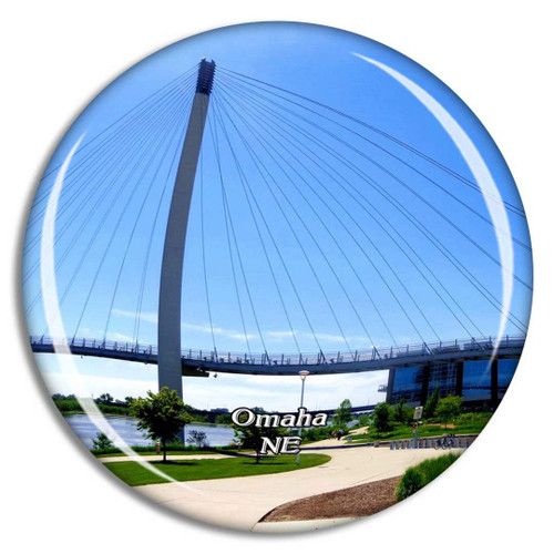 Omaha Bob Kerrey Pedestrian Bridge Nebraska USA Magnet Travel Souvenir 3D Crystal Glass Collection Gift Refrigerator Sticker