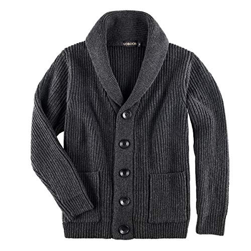 VOBOOM Men's Knitwear Button Down Shawl Collar Cardigan Sweater with Pockets (Dark Grey, S) VOBOOM Men's Knitwear Button Down Shawl Collar Cardigan Sweater with Pockets (Dark Grey, S)