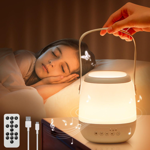 One Fire Night Light for Kids+Sound Machine Baby Night Light, 35 Lighting Modes & Dimmable Kids Night Lights for Bedroom, Portable & Rechargeable Battery Night Light for Kids,Remote+Timer Nursery Lamp