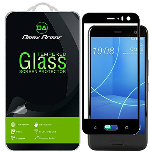 [2-Pack] Dmax Armor for HTC U11 Life Screen Protector, (Full Screen Coverage) [Tempered Glass] Anti-Scratch, Anti-Fingerprint, Bubble Free, (Black)