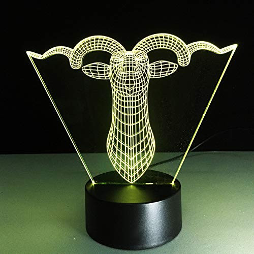 LLWWRR1 3D Led Animal Elk Reindeer Deer USB Table Lamp 7 Colors Changing Sheep Night Light Xmas Home Decor Baby Sleep Lighting Kids Gift