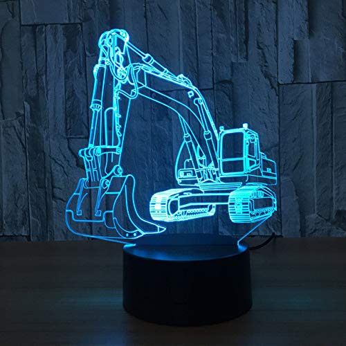 LLWWRR1 7 Color Change Led Light USB 3D Luminaria Excavating Machinery Night Light Baby Sleeping Table Lamp Home Decor Light Fixtures