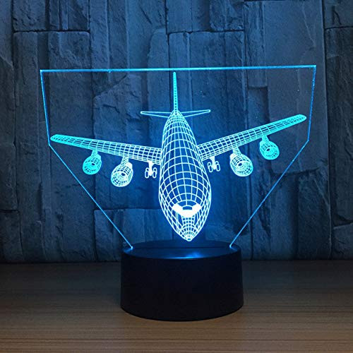 LLWWRR1 3D Aircraft Visual Led Plane Night Light for Kids Touch Button USB Desk Lamp Bedroom Baby Sleep Light Fixtures Home Decor Gifts