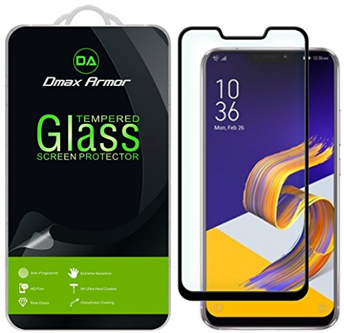 [2-Pack] Dmax Armor for Asus Zenfone 5Z (ZS620KL) [Tempered Glass] Screen Protector, (Full Screen Coverage) With Lifetime Replacement Warranty (Black)