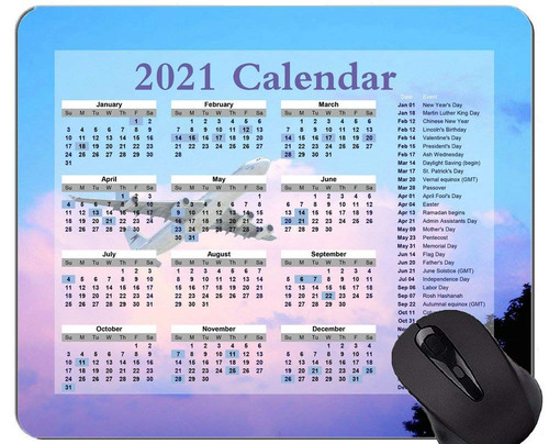 Special Design 2021 Calendar Mouse Pad,Blue Clouds Nature Comfortable Mouse Mat for Gaming and Office