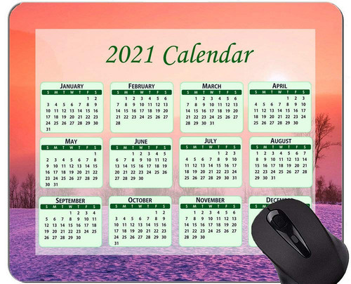 Special Design 2021 Calendar Mouse Pad,Sunrise Sunset Colors Comfortable Mouse Mat for Gaming and Office