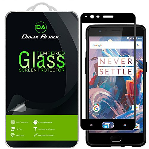 [2-Pack] Dmax Armor for OnePlus 3 / OnePlus 3T [Tempered Glass] Screen Protector, (Full Screen Coverage) With Lifetime Replacement Warranty (Black)