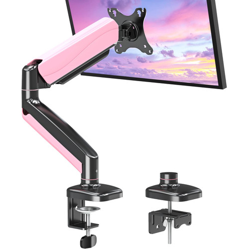 MOUNTUP Single Monitor Desk Mount, Adjustable Gas Spring Monitor Stand for 17-32 Inch Computer Screen, 75x75/100x100 VESA Mount with Clamp, Grommet Mounting Base, Monitor Arm Holds 4.4-17.6lbs, Pink MOUNTUP Single Monitor Desk Mount, Adjustable Gas Spring Monitor Stand for 17-32 Inch Computer Screen, 75x75/100x100 VESA Mount with Clamp, Grommet Mounting Base, Monitor Arm Holds 4.4-17.6lbs, Pink