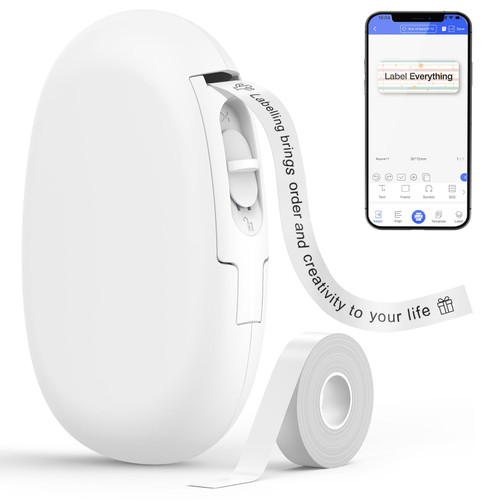 SUPVAN Label Makers E10 Mini Bluetooth Label Printer Wireless Labeler Label Maker Machine Multiple Templates Available Labelmaker for Office Organization Home Kitchen Storage (White)