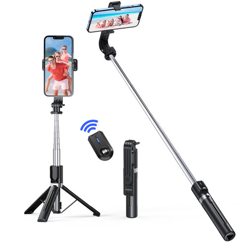 ATUMTEK 38" Selfie Stick Tripod, 3 in 1 Telescopic Selfie Stick Bluetooth with Detachable Remote Control Phone Tripod for iPhone 13/12/11 Pro Max/XS/X/XR, Samsung and Other Smartphones