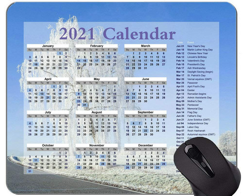 Yanteng Special Design 2021 Calendar Mouse Pad,Winter Tree Landscape Comfortable Mouse Mat for Gaming and Office