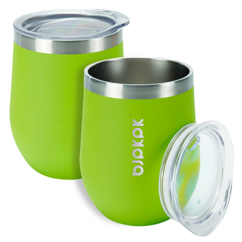 BJPKPK 2 pcs 12oz Insulated wine tumbler, 12oz Insulated Wine Tumbler with Lid,Unbreakable Stainless Steel Wine Glasses, Insulated Tumbler for Home & Outdoor, Green BJPKPK 2 pcs 12oz Insulated wine tumbler, 12oz Insulated Wine Tumbler with Lid,Unbreakable Stainless Steel Wine Glasses, Insulated Tumbler for Home & Outdoor, Green
