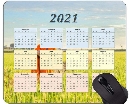 Yanteng Special Design 2021 Calendar Mouse Pad,Buddhism Faith Comfortable Mouse Mat for Gaming and Office