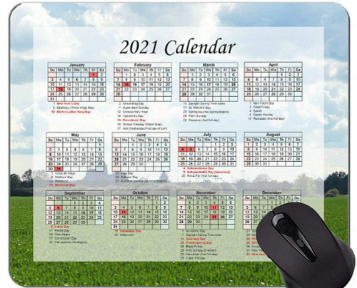 Yanteng Calendar 2021 Year Mouse Pad,Coast Scenic Landscape Office Mouse Pad