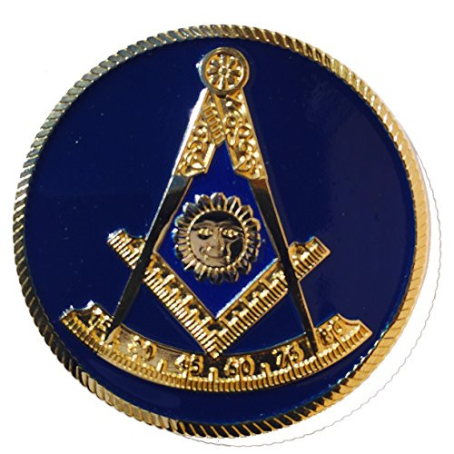 2" Mini Small Masonic Past Master motorcycle Compact Car stainless Steel Emblem Reflex Blue Back ground