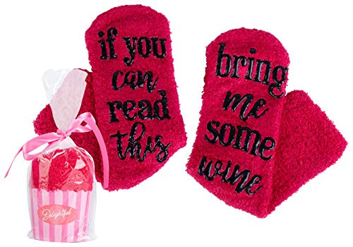 Wine Socks with Cupcake Packaging (Red) - If You Can Read This Bring Me Wine - 6 Colors to Choose From!