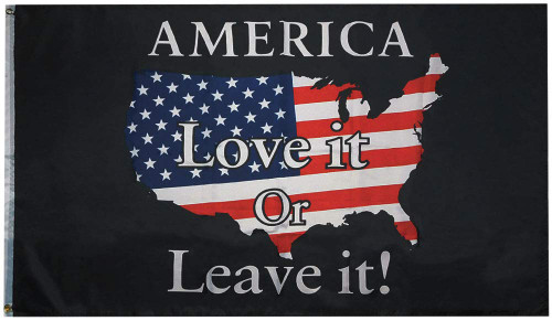 Trade Winds America Love It Or Leave It! USA Country Map Black Premium Quality Heavy Duty Fade Resistant 3x5 3'x5' 100D Woven Poly Nylon Flag Banner Grommets