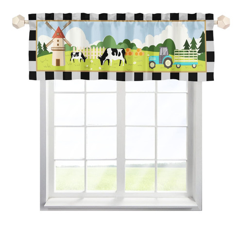 Dessionop Cow Valances Farm Animal Truck Windmill Kitchen Curtain Valances Rod Pocket, Buffalo Check Window Treatment Short Topper Curtains for Home Farmhouse Bedroom Decor 54x18 inch, 1 Panel Dessionop Cow Valances Farm Animal Truck Windmill Kitchen Curtain Valances Rod Pocket, Buffalo Check Window Treatment Short Topper Curtains for Home Farmhouse Bedroom Decor 54x18 inch, 1 Panel
