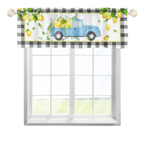 Lemon Kitchen Curtains Valance for Windows, Black and White Buffalo Check Valances Rod Pocket, Spring Summer Fruit Truck Window Treatments Curtains for Kitchen Living Room 54x18 inch, 1 Panel Lemon Kitchen Curtains Valance for Windows, Black and White Buffalo Check Valances Rod Pocket, Spring Summer Fruit Truck Window Treatments Curtains for Kitchen Living Room 54x18 inch, 1 Panel
