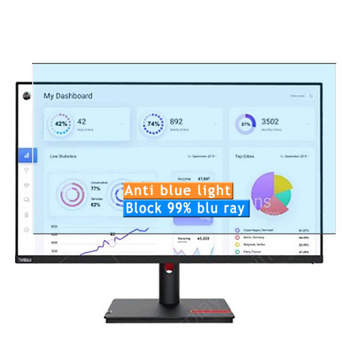 Vaxson 2-Pack Anti Blue Light Screen Protector, compatible with Lenovo ThinkVision T24i-30 23.8" Monitor TPU Film Protectors Sticker [ Not Tempered Glass ]