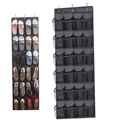 BUJIATANG Hanging Shoe Organizers Over the Door Shoe Storage Hanging Shoe Storage with 24 Large Mesh Pockets and 4 Metal Hooks Shoe Rack Holder Organiser for Bedroom Closet BUJIATANG Hanging Shoe Organizers Over the Door Shoe Storage Hanging Shoe Storage with 24 Large Mesh Pockets and 4 Metal Hooks Shoe Rack Holder Organiser for Bedroom Closet