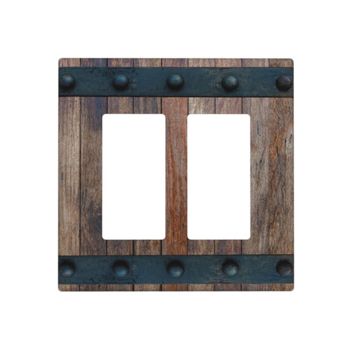Rustic Barn Door Print Decorative Light Switch Cover 2 Gang Double Rocker Farmhouse Brown Wood Plastic Electrical Wall Plates for Light Switches Kitchen Bedroom Bathroom Decor 4.5 X 4.5 in Rustic Barn Door Print Decorative Light Switch Cover 2 Gang Double Rocker Farmhouse Brown Wood Plastic Electrical Wall Plates for Light Switches Kitchen Bedroom Bathroom Decor 4.5 X 4.5 in