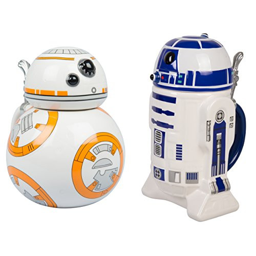 Star Wars BB-8 and R2-D2 Ceramic Beer Steins with Hinged Lids - Set of 2 - 32 oz