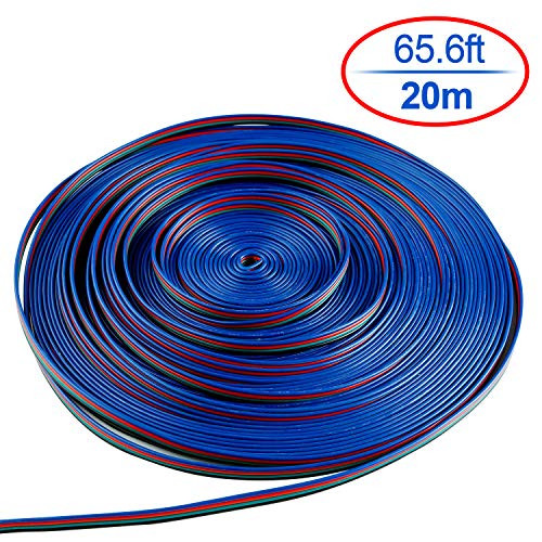 65.6 ft 4 Color 22 AWG RGB Extension Cable Line for LED Strip RGB 5050 3528 Cord 4pin wire