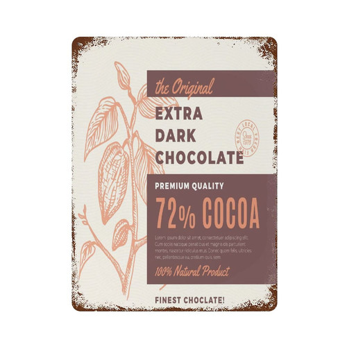 Aluminum Signs 16"x12" Extra Dark Chocolate Label Personalized Metal Tin Sign Vintage Poster Retro Wall Art Novelty Street Signs Decor for Bar Road Man Cave Outdoor