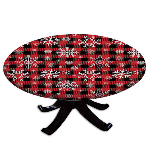 Christmas Round Table Cloth, Christmas Style Print, Elastic Edge, Waterproof and wipeable, Suitable for Banquet/Restaurant/Party, Fit for 40" Table