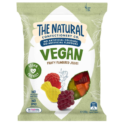 The Natural Confectionery Co. Vegan Fruity Flavoured Jellies 200g - These Vegan, Vegetarian and Flexitarian-friendly jelly snacks are made with a gelatine free recipe