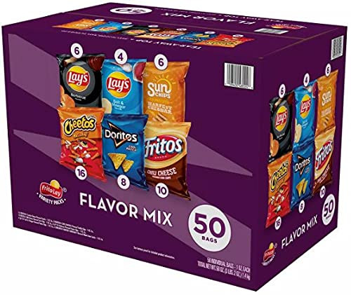 Snacks Chips,Frito-Lay Flavor Mix Chips and Snacks Variety Pack (50-Pack)