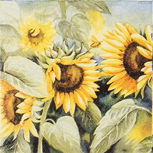 Sunflower Vintage Paper Napkins Decorative Elegant Paper Party Cocktail Napkins 20-count 2-Ply