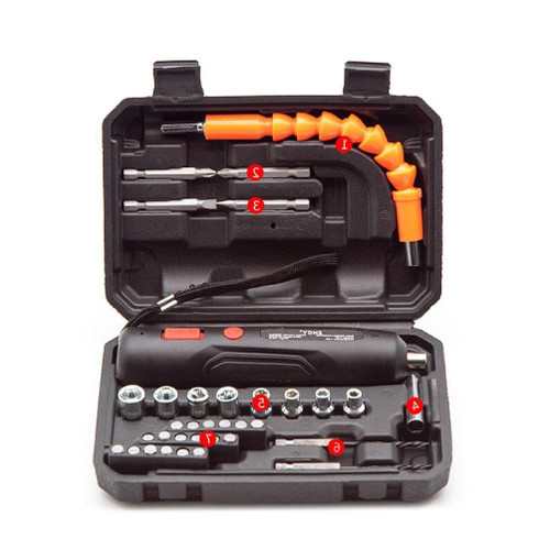 Multifunctional Cordless Electric Hammer Screwdriver With Screwdriver Bits Hexagonal Shaft Bit Holders Storage Box Set Power Screwdriver Set Electric Drill Power Drill Handheld Drill