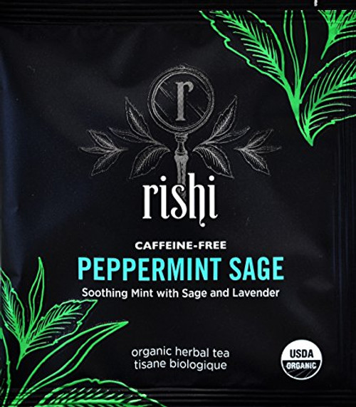Rishi Tea - Organic Caffeine Free Herbal Tea, 50 Sachets - Peppermint Sage Rishi Tea - Organic Caffeine Free Herbal Tea, 50 Sachets - Peppermint Sage