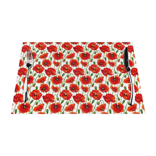 Flower Placemats Set of 6 Woven Placemats for Dining Table Heat Resistant Place Mats Non-Slip Washable PVC Table Mats for Home Kitchen Weddings Holiday Party Decor