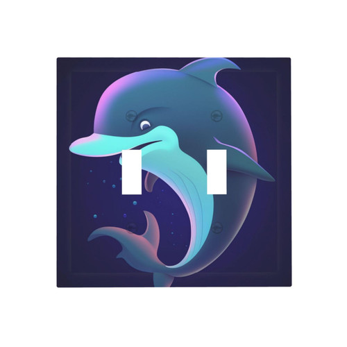 dolphin Art Plates Switch Cover 2 Gang Double Toggle Wall Plate Switch Plate for Bathroom Kitchen Bedroom Home Decor Accessories