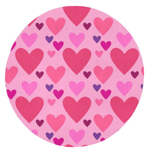 Round Rugs Pink Love Shape Area Rug 24 in Flannel Bath Rug Soft Bathroom Mat Non-Slip Carpet for Living Room Decor