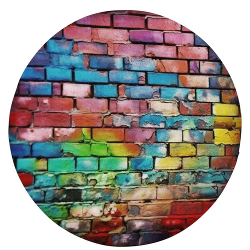 Round Rugs Colorful Brick Area Rug 24 in Flannel Bath Rug Soft Bathroom Mat Non-Slip Carpet for Living Room Decor